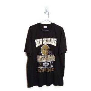 Hanes NFL Super Bowl XLIV Champions New Orleans Saints Black T-Shirt Sz XL